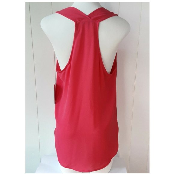 LILY WHITE NWT Faux Wrap Surplice Top L Large Racerback Hi Low - Picture 3 of 4